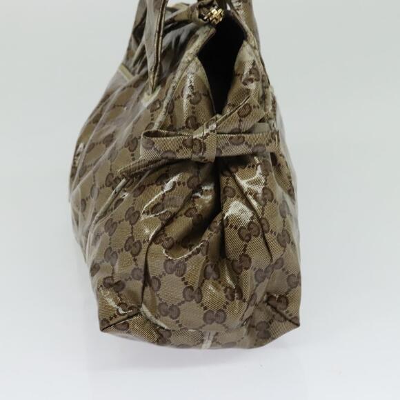 GUCCI GG Crystal Hand Bag Coated Canvas Brown Gold - Picture 4 of 12